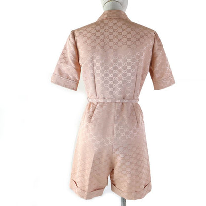 Gucci 691496 Cotton Rayon GG Pattern Belted Jumpsuit All-in-one Tunagi Pink 36