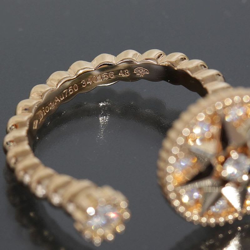 Dior Rose De Van Pave Diamond Ring 750 18K Pink Gold Box And Paper E1112