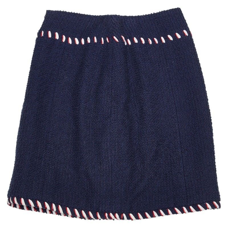 Chanel Boutique Tricolor Skirt Navy Multicolor Tweed