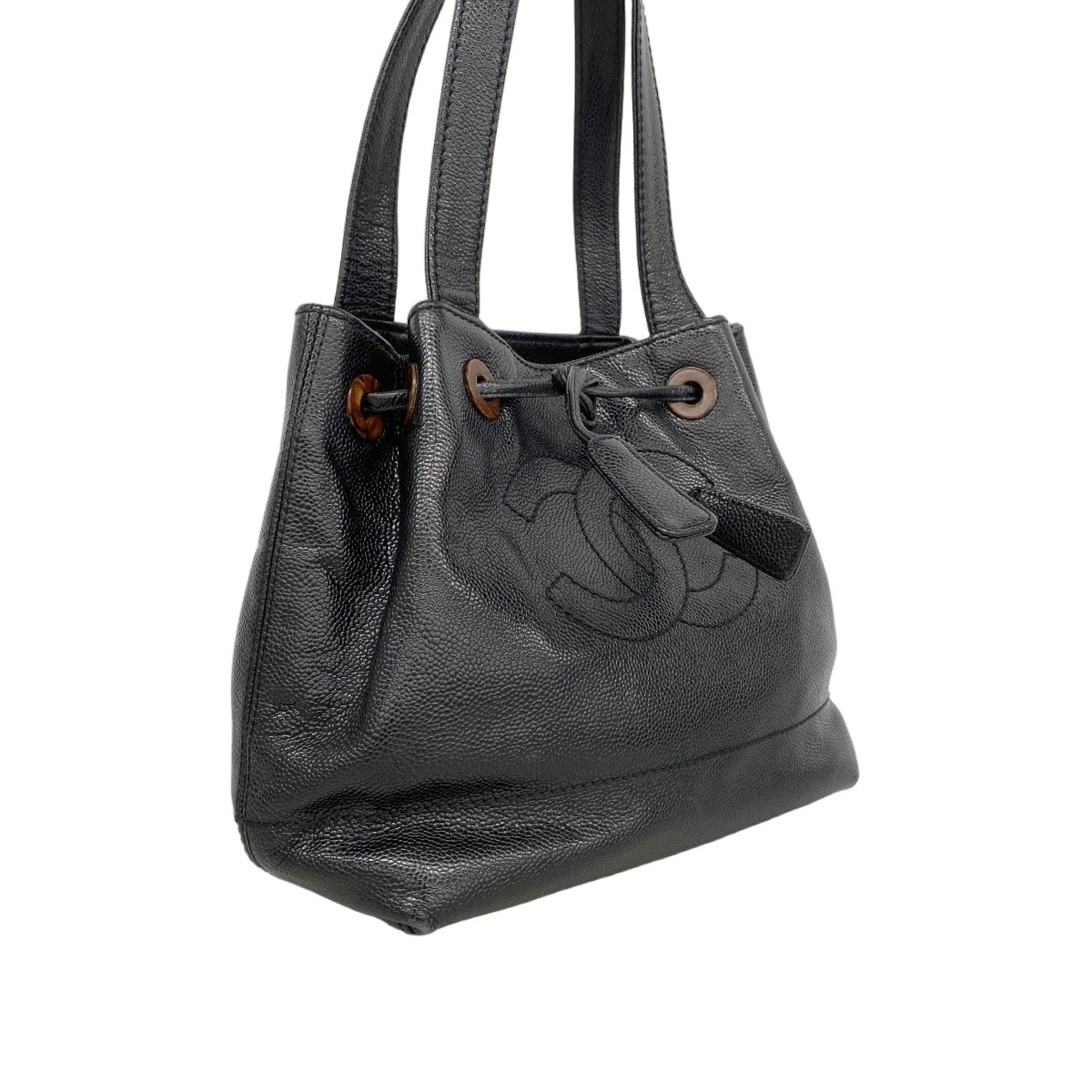 Chanel Tote Caviar Leather Black Champagne Gold — view 2