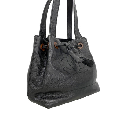 Chanel Tote Caviar Leather Black Champagne Gold — view 2