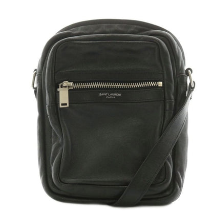 Saint Laurent Paris Shoulder Bag Logo Leather Black An6 aa