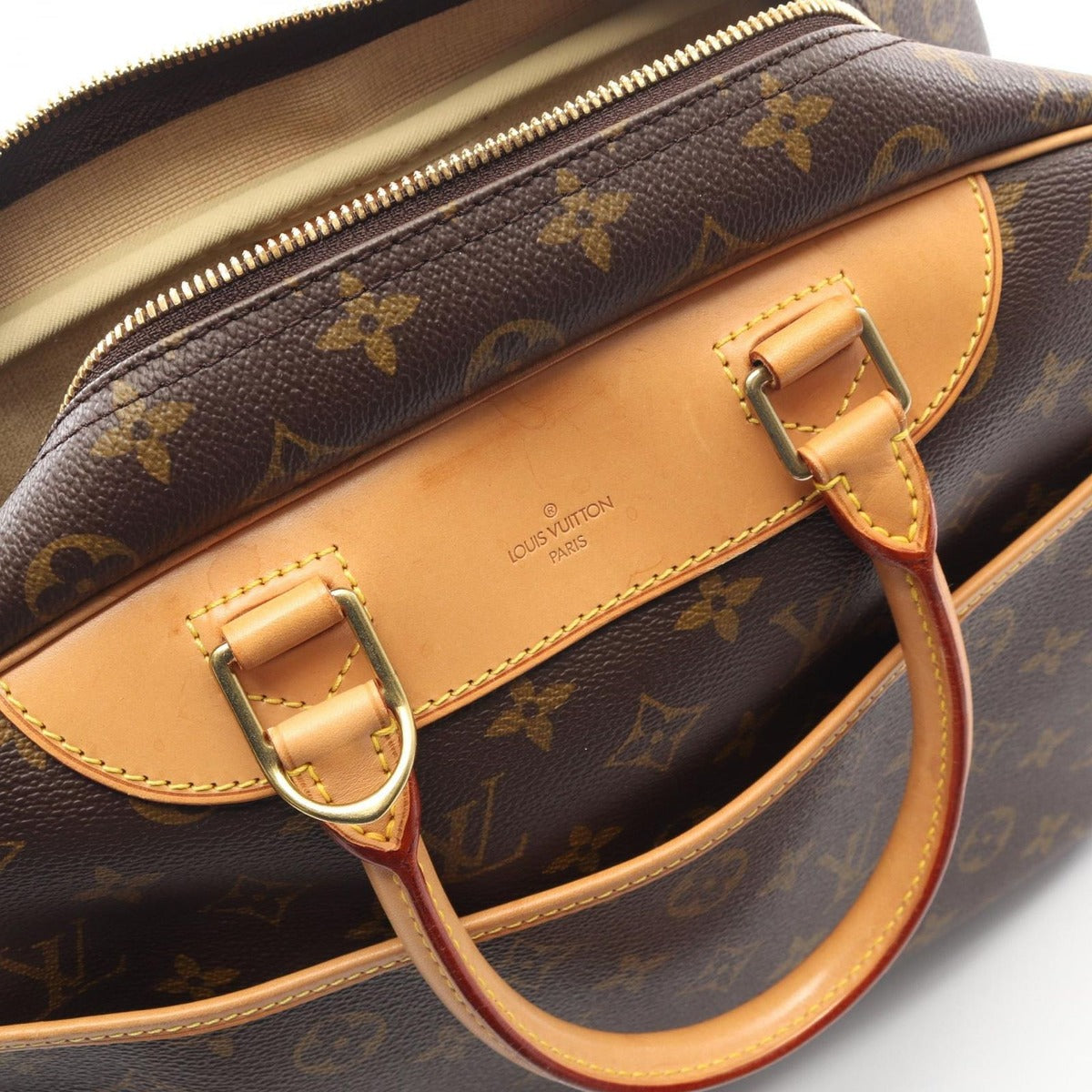 Louis Vuitton Handbag Deauville Bowling Vanity Canvas Leather — view 6