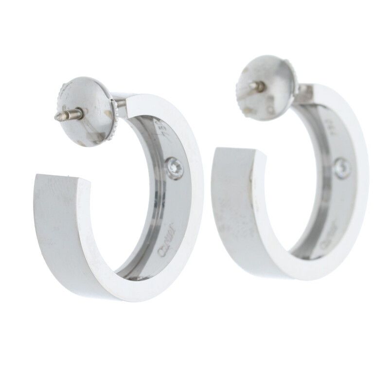Cartier Love 18K White Gold 1 Diamond Earrings Men's