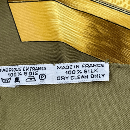 Hermes Carre 90 Etriers Scarf With Stirrup And Harness Pattern Silk Brown