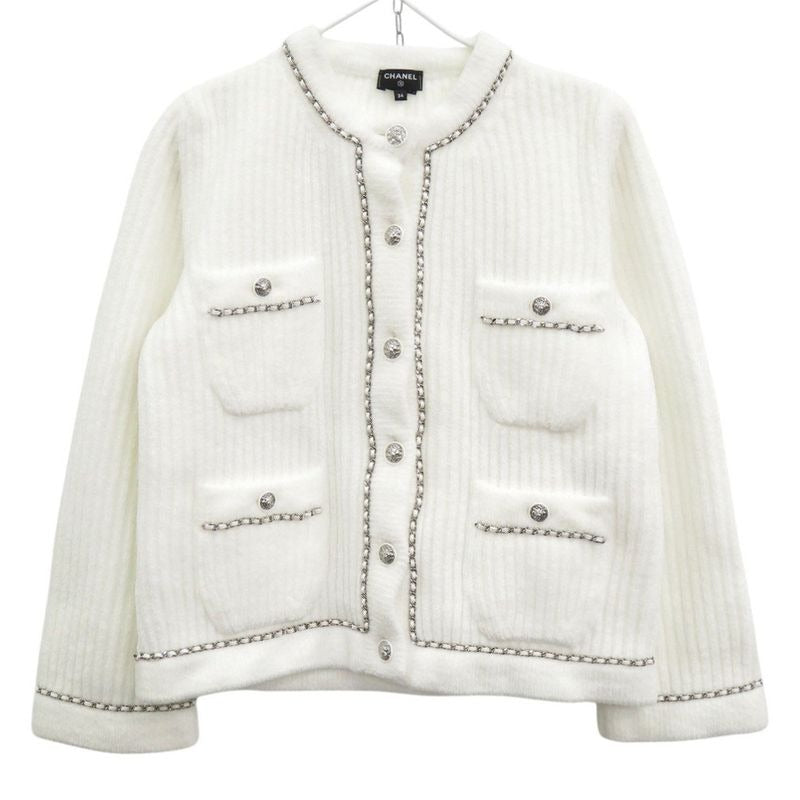 Chanel Lion Button Nylon White Jacket Outerwear 1396