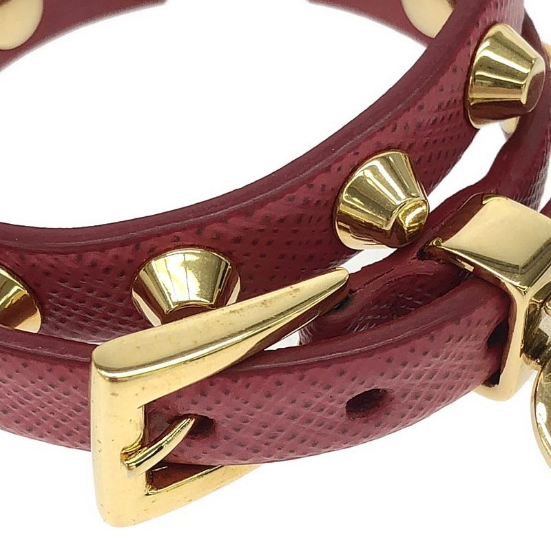 Prada Leather Studded Bracelet Accessories - Pink - Women