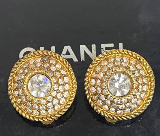 Chanel Ear Ring Stone Gold 63ka993
