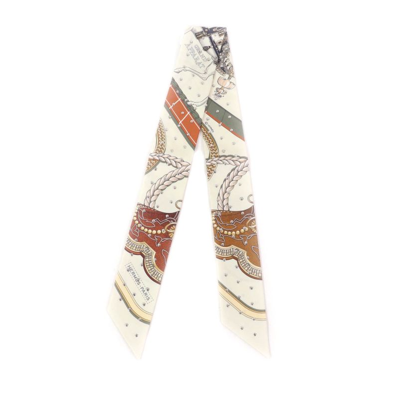 Hermes Grand Apparat Horse In Full Dress 100% Silk Creme/cuir/dore Silver