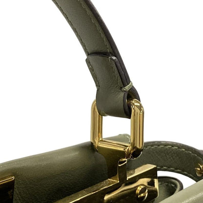 Fendi Handbag Mini Peekaboo Pocket 8bn311 Khaki Leather