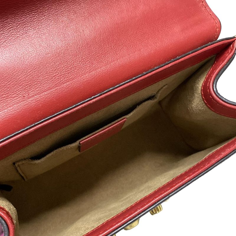 Gucci Shoulder Bag Padlock GG Small 409487 Dark Brown X Red X Multi Chain