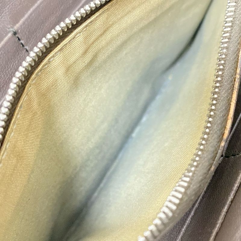 Celine Long Wallet - Gray Beige Round Zipper Leather