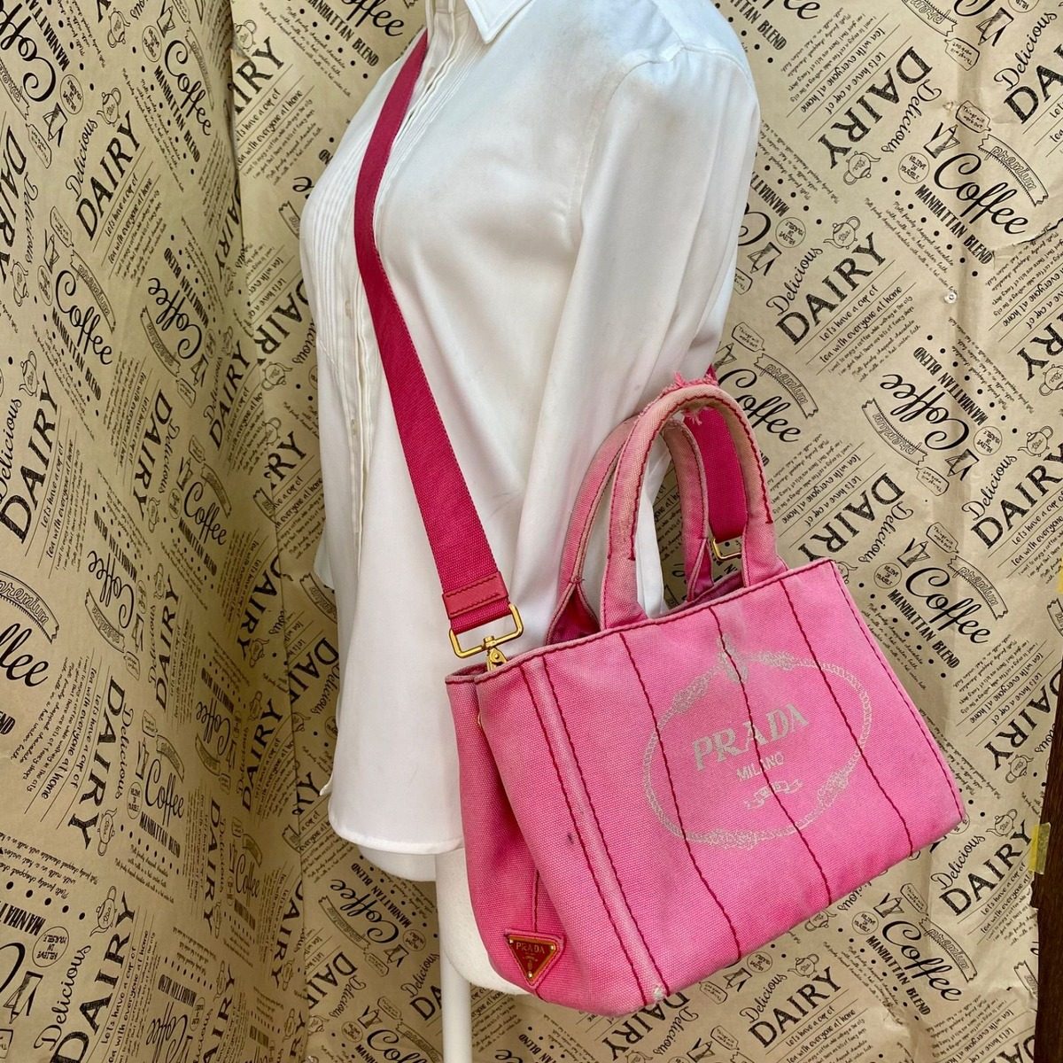 Prada Shoulder Bag Canapa Pink — view 3