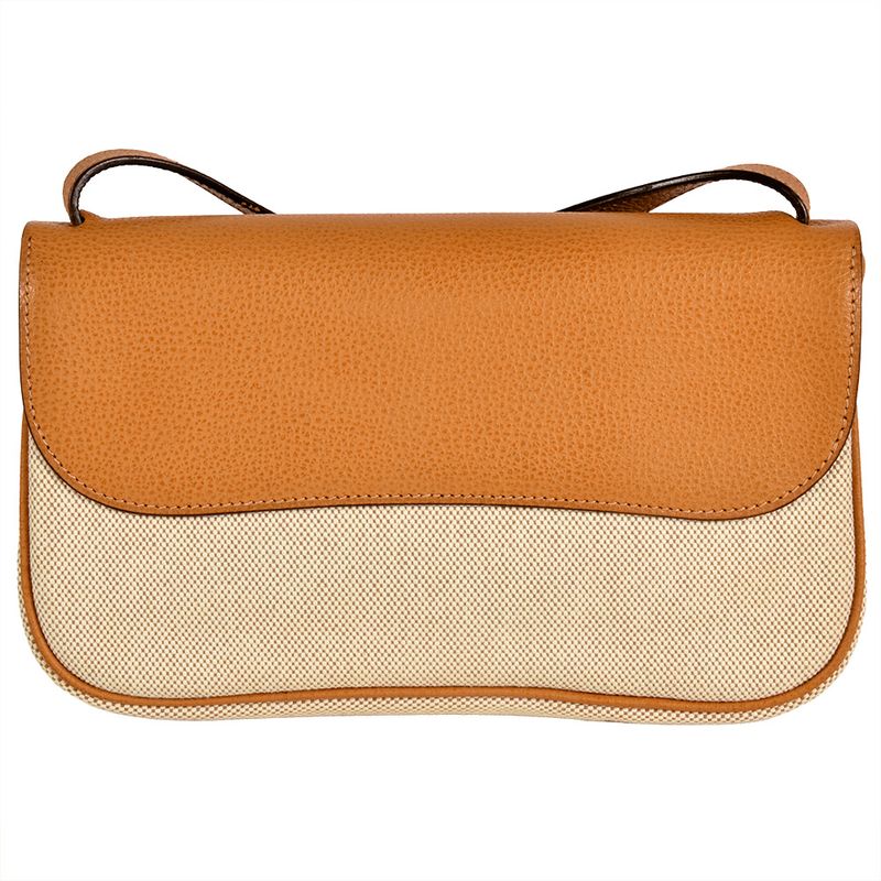 Hermes Sac Colorado PM Shoulder Bag □I Engraved Beige Silver Hardware Toile Ash