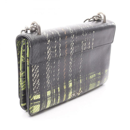 Prada Shoulder Bag Green Black Leather Chain — view 2