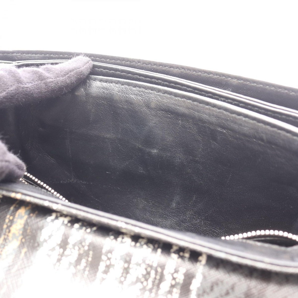 Prada Shoulder Bag Green Black Leather Chain — view 7