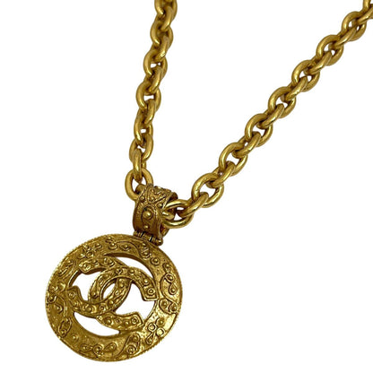 Chanel CC Logo Chain Necklace Long Round Gold Plated