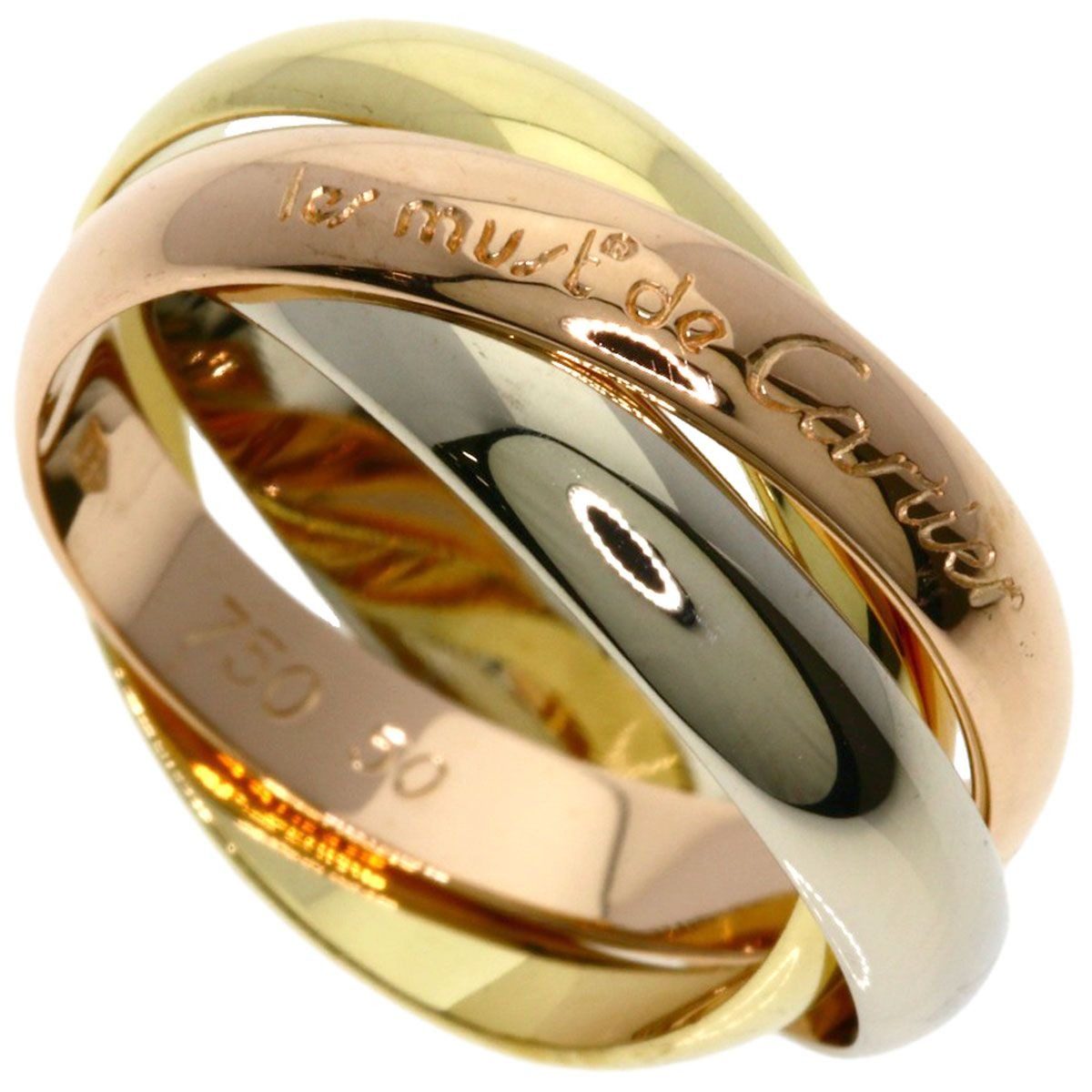 Cartier Trinity Color 50 Ring 18k Yellow Gold 18k Pink White