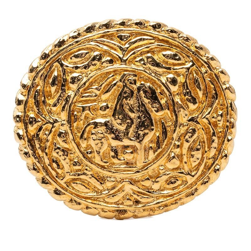 Chanel CC Logo Night Riding Brooch Gold Plated
