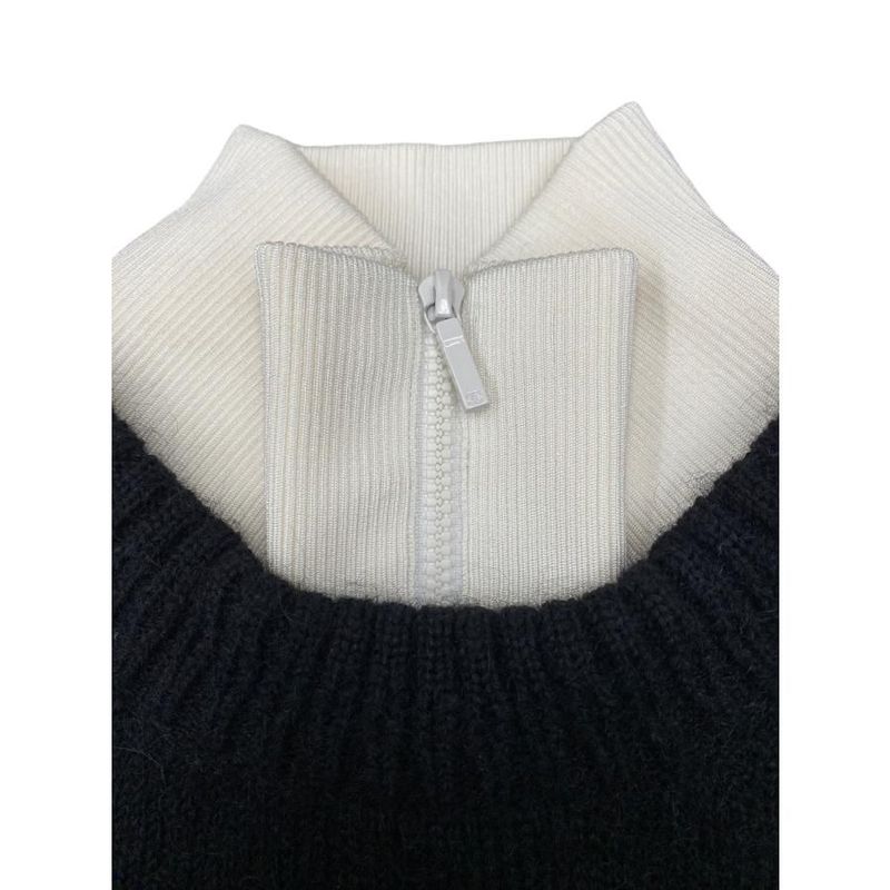 E-md516 Chanel Knitwear Coconage Collection Knit Top High Neck Black White 34