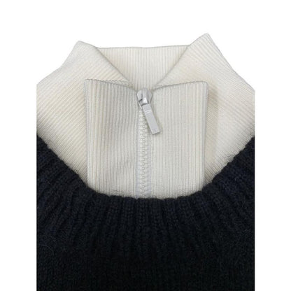 E-md516 Chanel Knitwear Coconage Collection Knit Top High Neck Black White 34