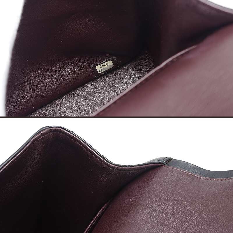 Chanel 2.55 Chain Shoulder Bag Black Calf Silver Hardware