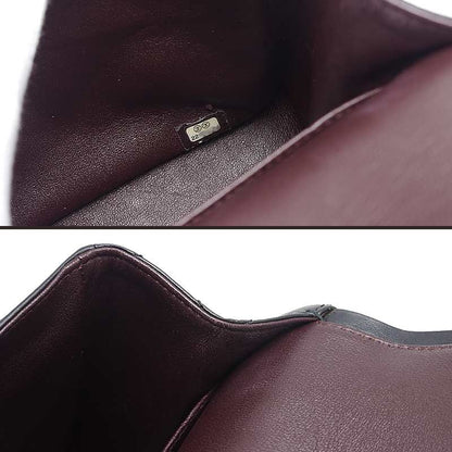 Chanel 2.55 Chain Shoulder Bag Black Calf Silver Hardware