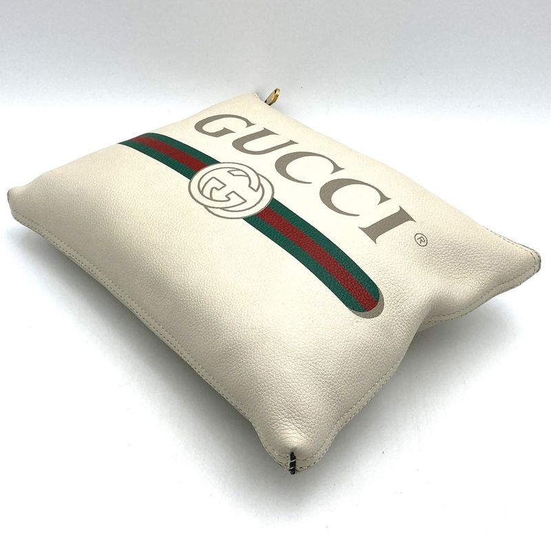 Gucci 500981 Portfolio Clutch Bag White Leather Women Men