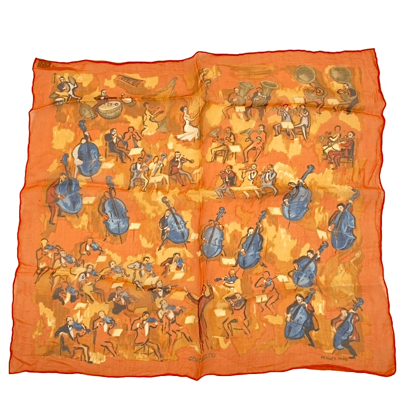 Hermes Concerto Orange 100% Silk Scarf