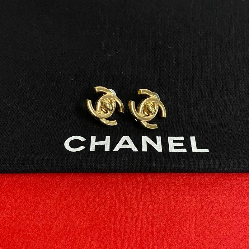 Chanel Vintage Coco Mark Earrings Ear Cuff Accessory 96P
