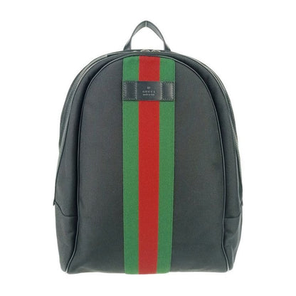 Gucci Backpack Sherry Line Black Silver Hardware Canvas