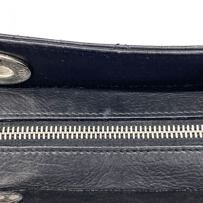 Christian Dior Handbag Cannage Leather Black Silver Hardware Women