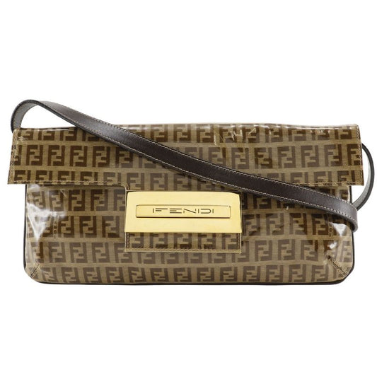 Fendi Mamma Bucket Zucchino 2WAY Clutch Vinyl Brown Women's Shoulder Bag