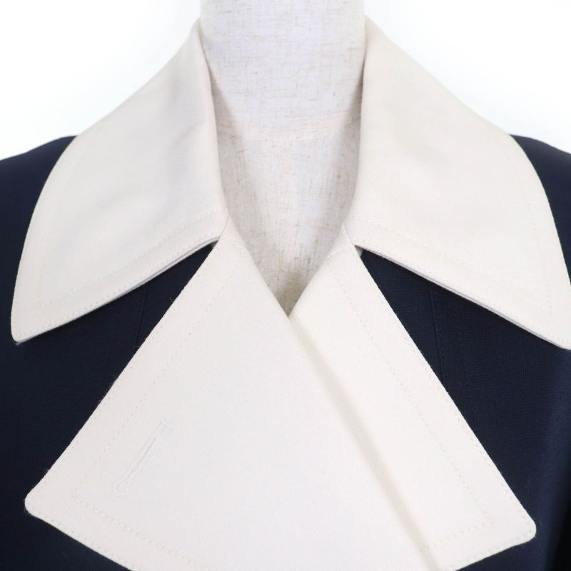 Louis Vuitton Wool Silk Blend LV Logo Gold Button Double Breasted Jacket Navy