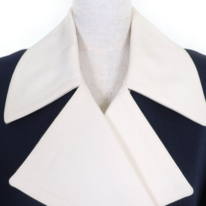 Louis Vuitton Wool Silk Blend LV Logo Gold Button Double Breasted Jacket Navy