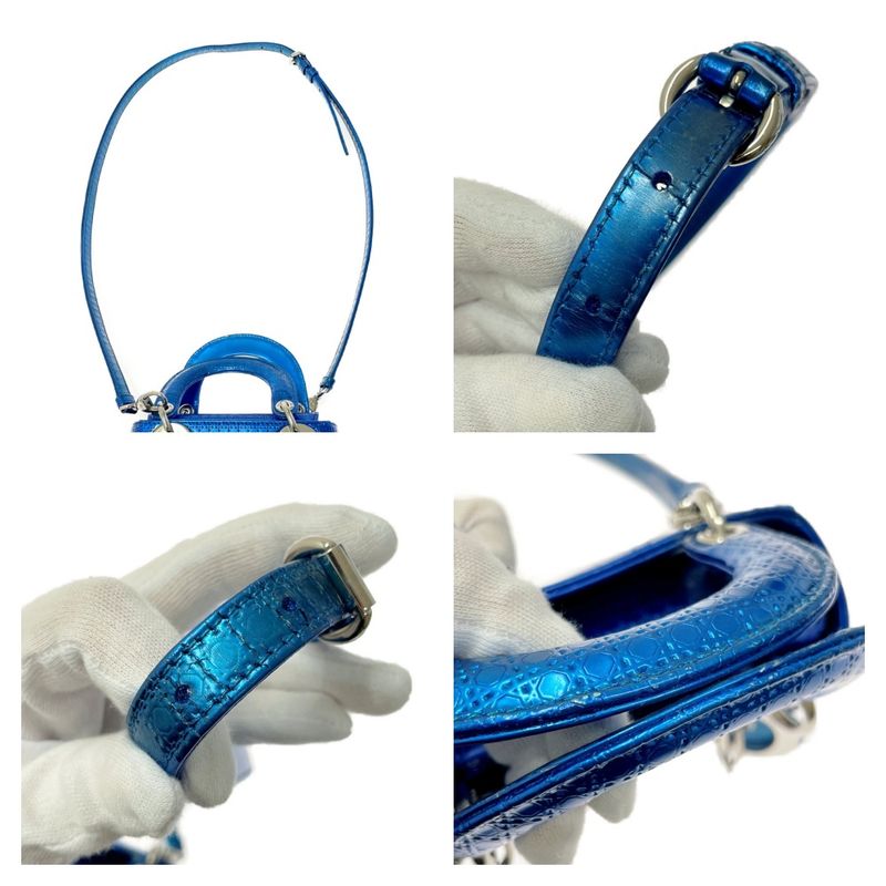 Dior Lady Dior Metallic Shoulder Bag Blue 417064 Shoulder Bag