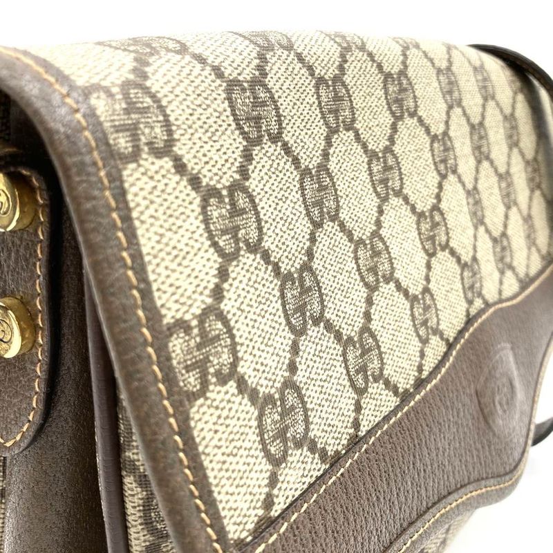 Gucci Old Gucci 001 113 Shoulder Bag Brown GG Supreme Canvas/leather Ladies Men