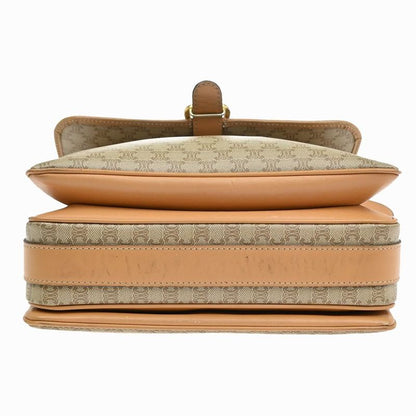 Celine Shoulder Bag Macadam Pattern Beige Leather 68ka750