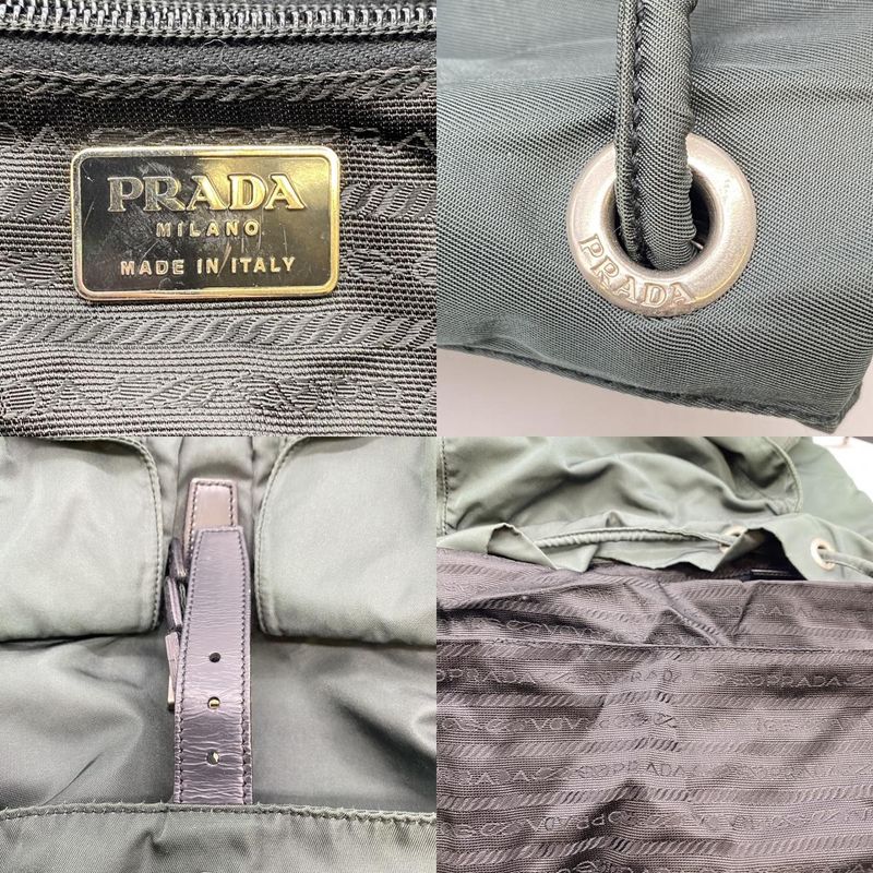 Prada Backpack Sac Daypack Backpack Nylon Khaki Women Men Vintage Fashion