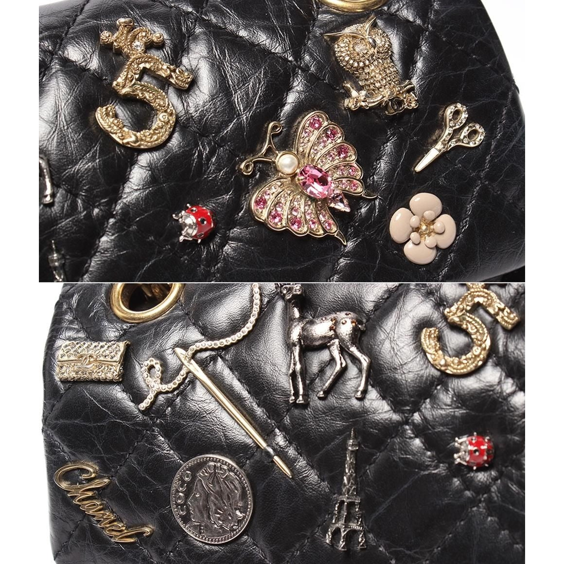 Chanel Chain Shoulder Bag Quilted 2.55 Lucky Charm Embroidery Double Flap — view 7