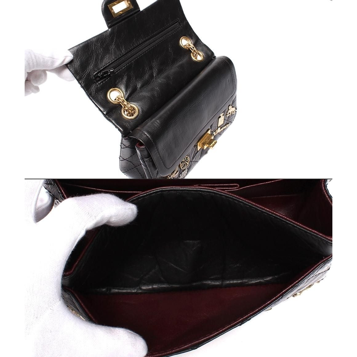 Chanel Chain Shoulder Bag Quilted 2.55 Lucky Charm Embroidery Double Flap — view 8