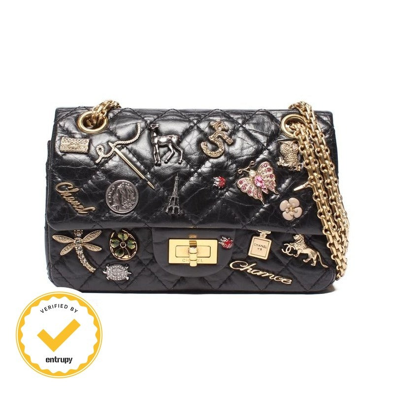 Chanel Chain Shoulder Bag Quilted 2.55 Lucky Charm Embroidery Double Flap