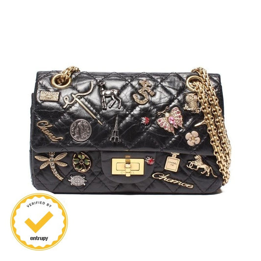 Chanel Chain Shoulder Bag Quilted 2.55 Lucky Charm Embroidery Double Flap