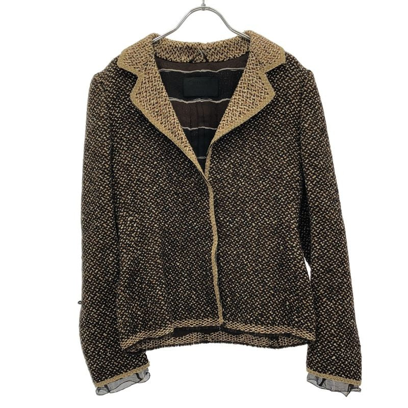 Prada 2000 AW Tweed Melange Bleather Jacket Brown 42