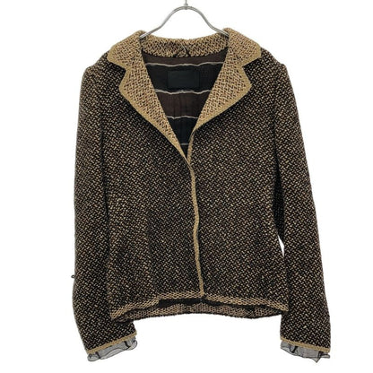 Prada 2000 AW Tweed Melange Bleather Jacket Brown 42