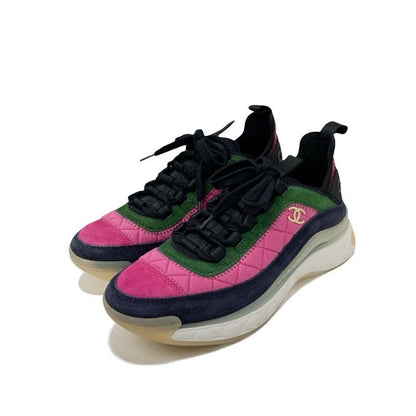 Chanel Sneakers Shoes Fabric Suede Pink Coco Mark Logo