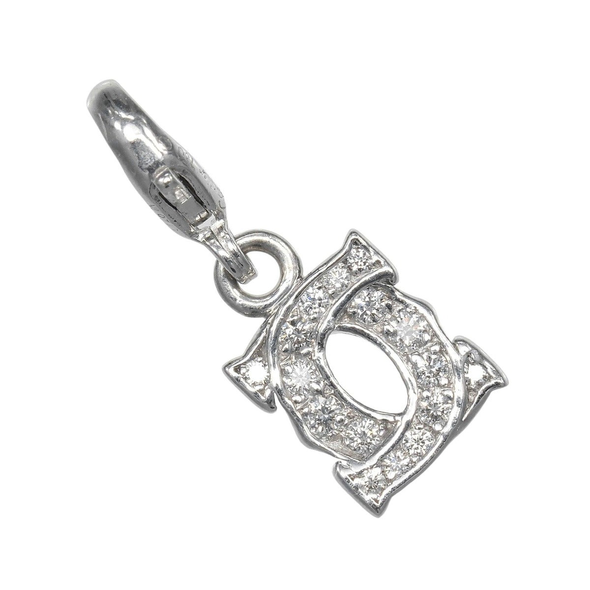 Cartier 2C Baby Charm Gold Diamond Pendant Top — view 4