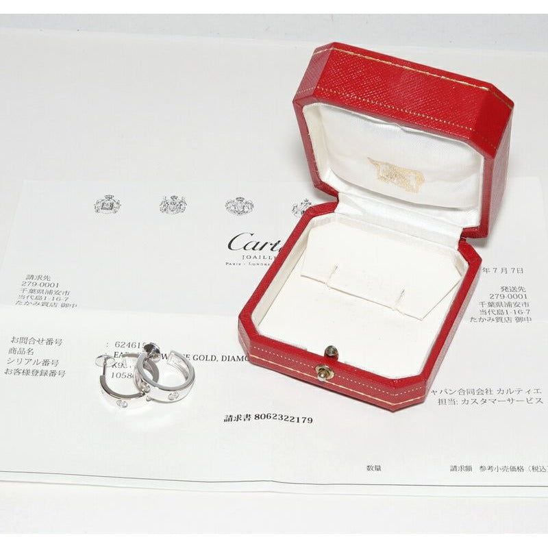 Cartier Hoop Earrings 18K White Gold Diamond 6 P Love Full — view 3