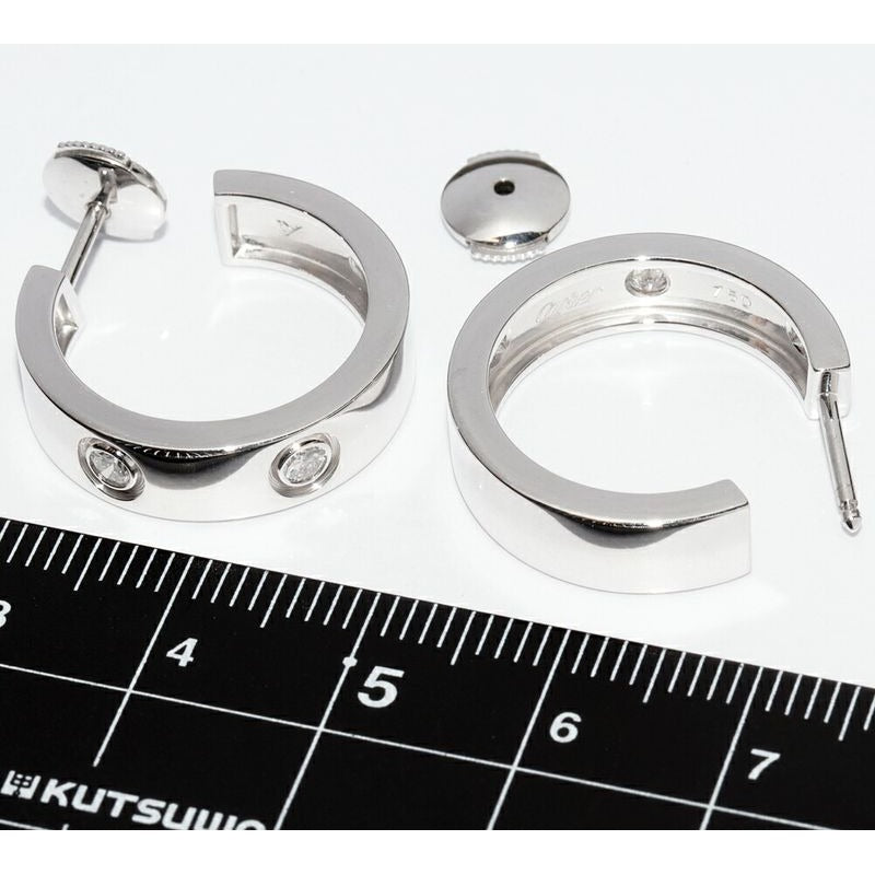Cartier Hoop Earrings 18K White Gold Diamond 6 P Love Full — view 4