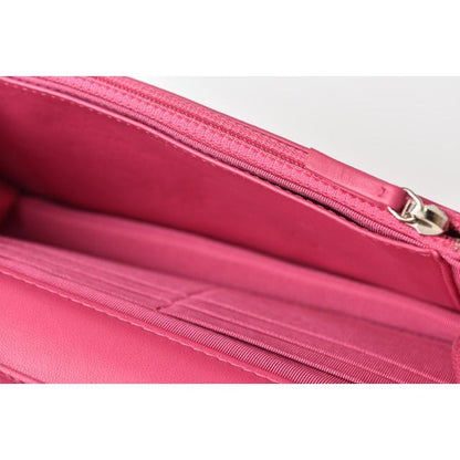 Chanel Chain Wallet Shoulder Bag Long Clutch Lambskin Pink Silver — view 5